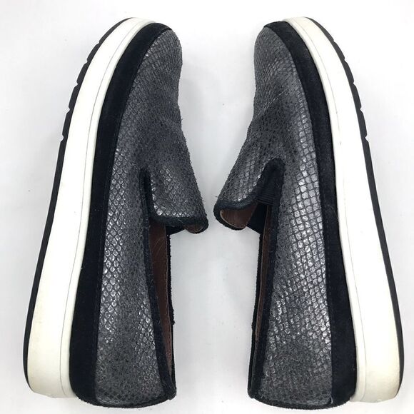 Donald J Pliner Mickey Metallic Sparkle Faux Snakeskin Slip On Sneaker Loafers - Picture 6 of 13